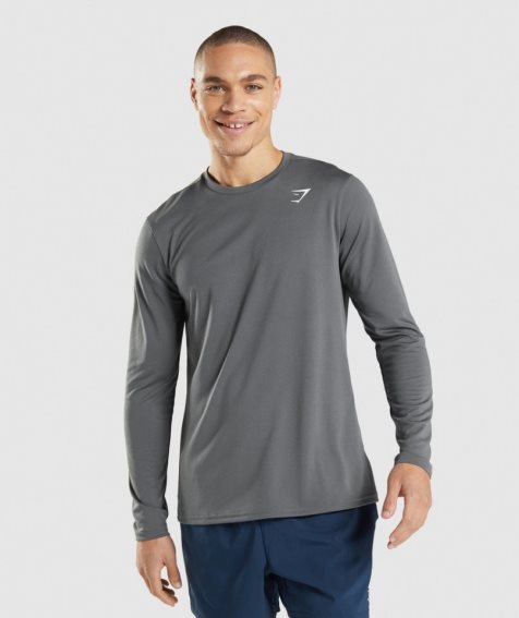 Men's Gymshark Arrival Long Sleeve T-Shirts Grey | CA 6N73A5